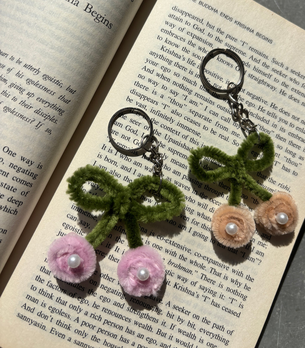 Handcrafted Bow Flower Keychain
