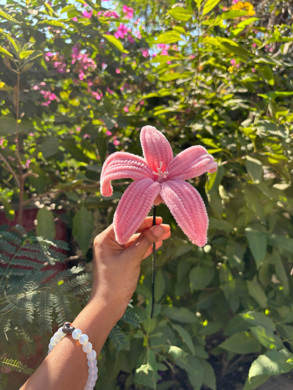 Handmade Pink Lily Flower (Pipe Cleaner)🌸
