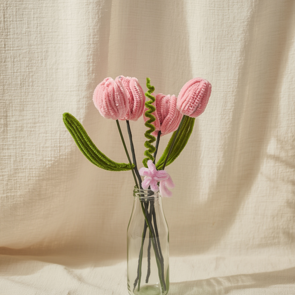Mini Handmade Pink Tulip Bouquet
