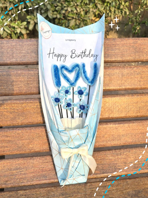 Customizable Happy Anniversary I Love You Crochet Bouquet | Personalized Pipe Cleaner Flower Gift