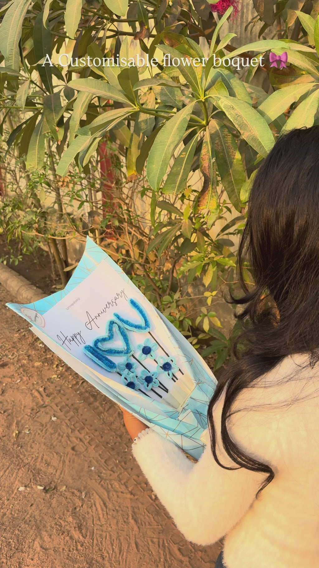 Customizable Happy Anniversary I Love You Crochet Bouquet | Personalized Pipe Cleaner Flower Gift